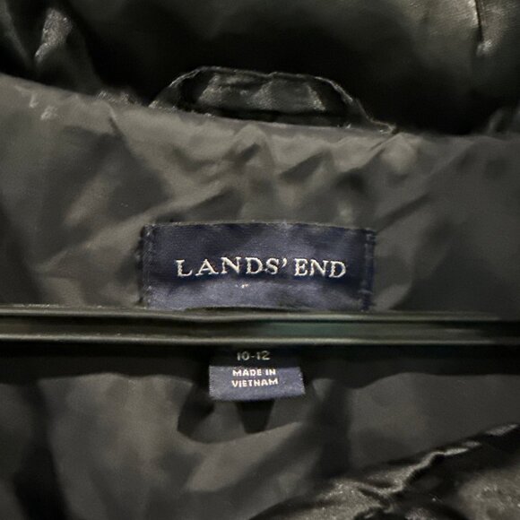 Land's End, Ladies Black, Angel Goose Down Long Coat, Size Medium 10-12 - Picture 2 of 10